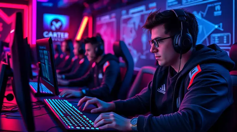 Jugadores profesionales en intensa competencia futurista