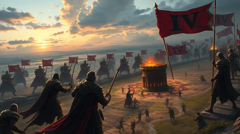 Batalla fantástica con guerreros
