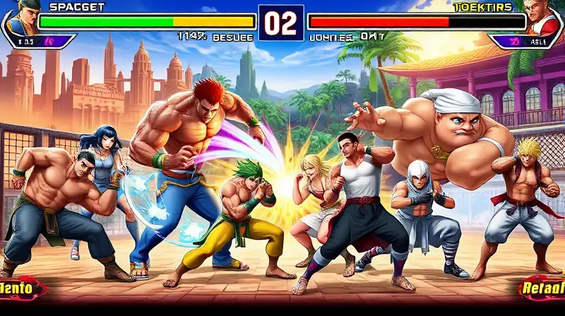 Personajes de pelea en arenas vibrantes variadas
