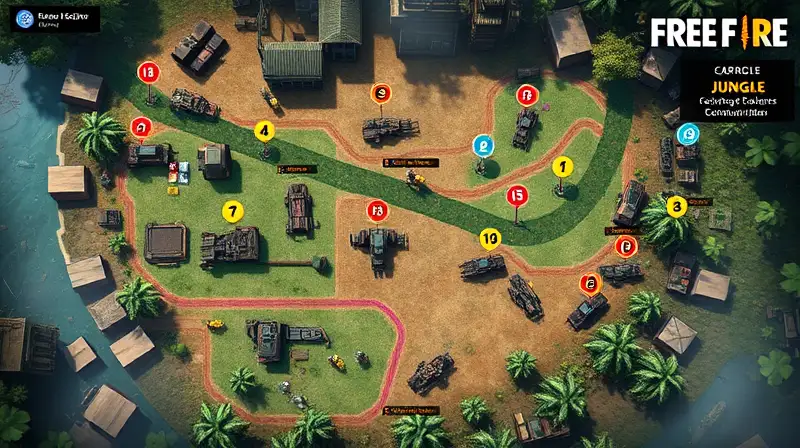 Mapa Free Fire con vehículos y acción