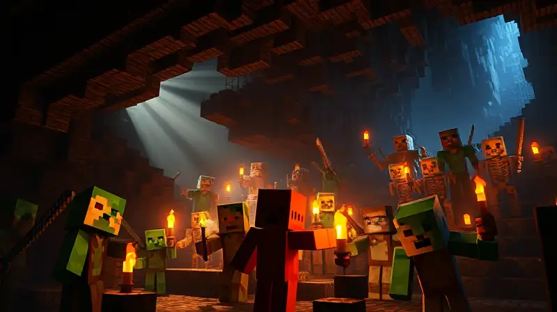 Mobs de Minecraft iluminados por luces dinámicas