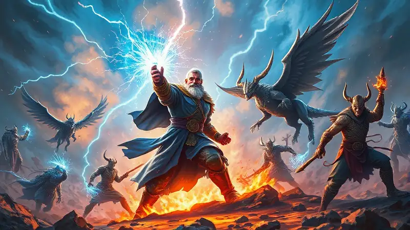 Duelo mágico con criaturas y relámpagos