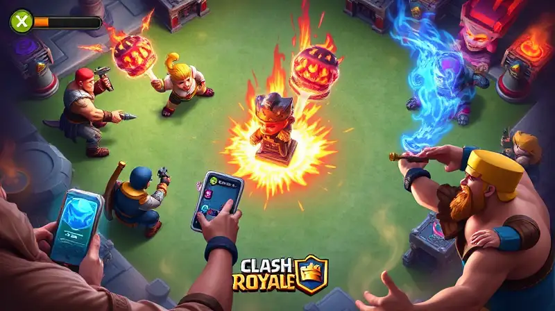 Batalla intensa de Clash Royale con magia