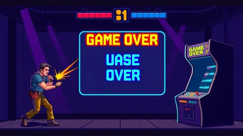 Escena retro arcade: personaje pierde vida