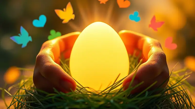 Huevo Pokémon brillante en manos cuidadosas