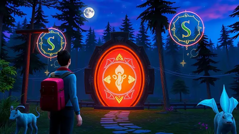 Personaje Sims en bosque mágico y encantado