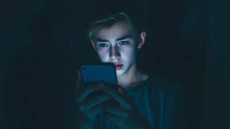 Joven preocupado con teléfono y acoso digital