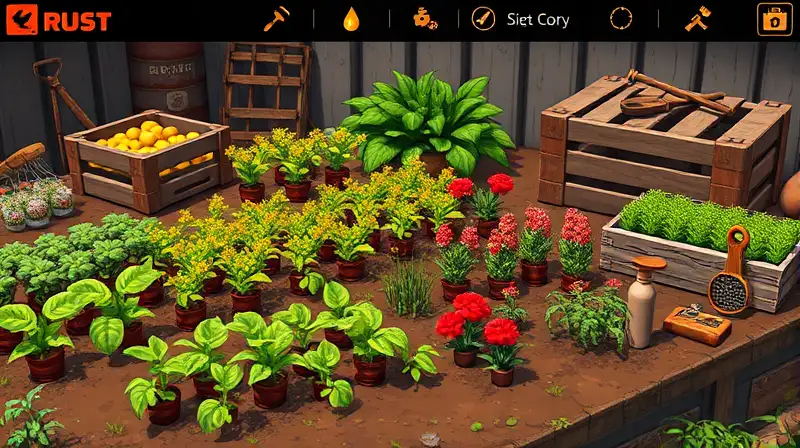Juego Rust: granja pixelada