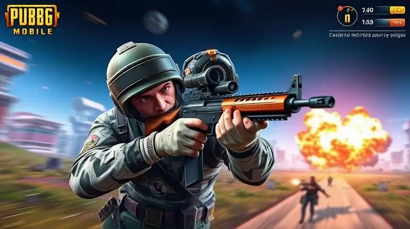 Jugador dinámico de PUBG en batalla futurista