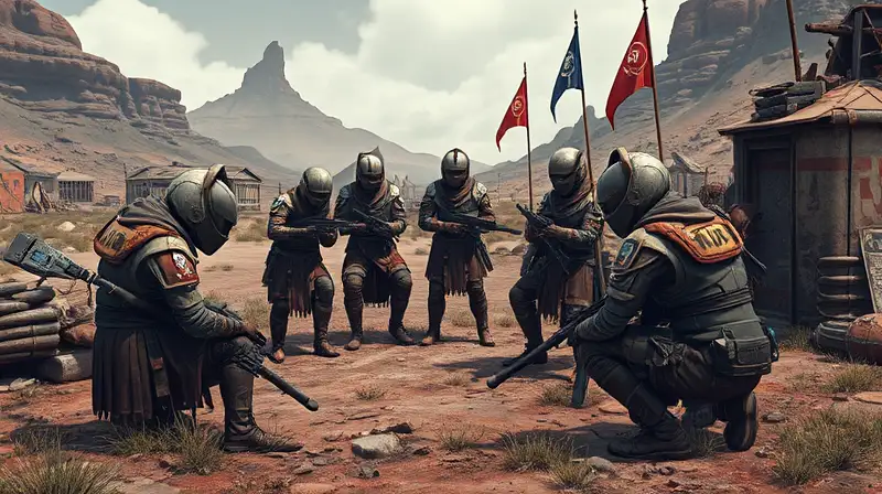 Clan futurista planifica en paisaje postapocalíptico