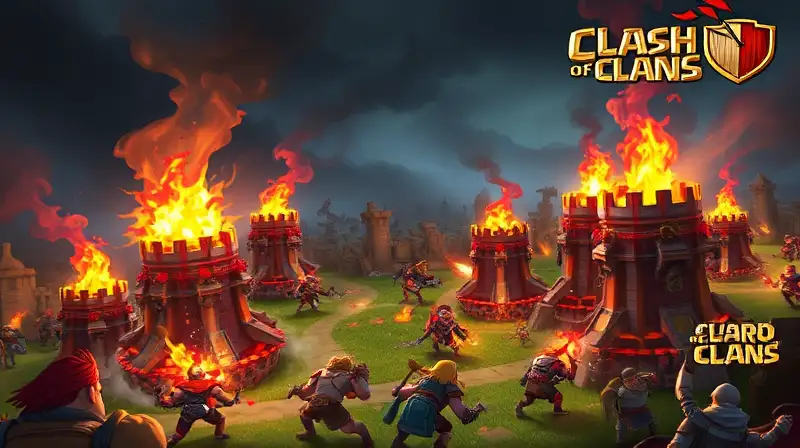 Batalla intensa con torres Inferno ardientes