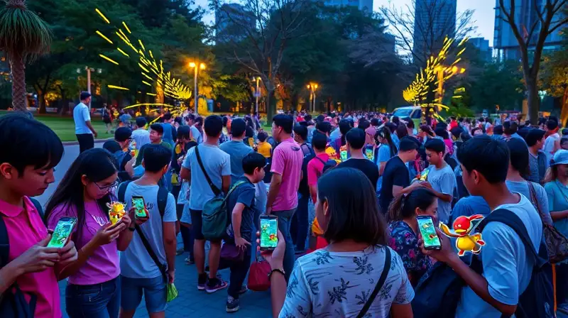 Jugadores de Pokémon GO luchan en parque vibrante