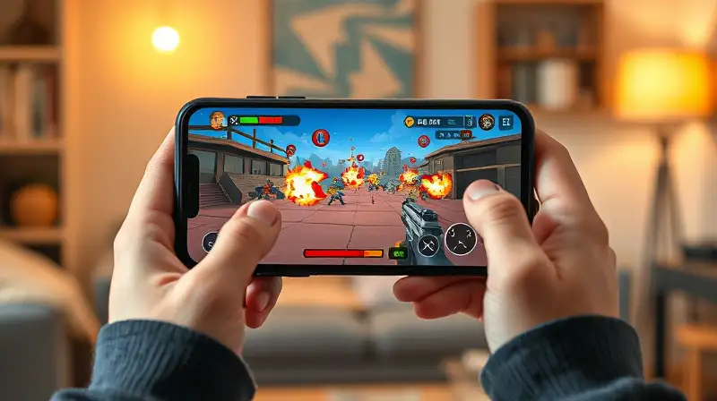 Smartphone básico muestra juego offline colorido