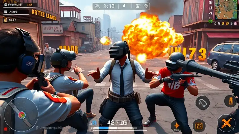 Jugadores móviles en intensa batalla estratégica PUBG
