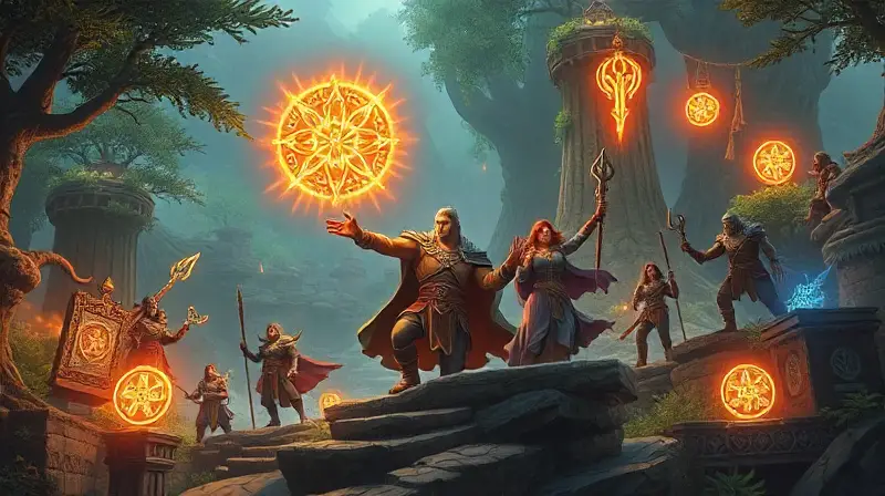 Paisaje épico con héroes y magia