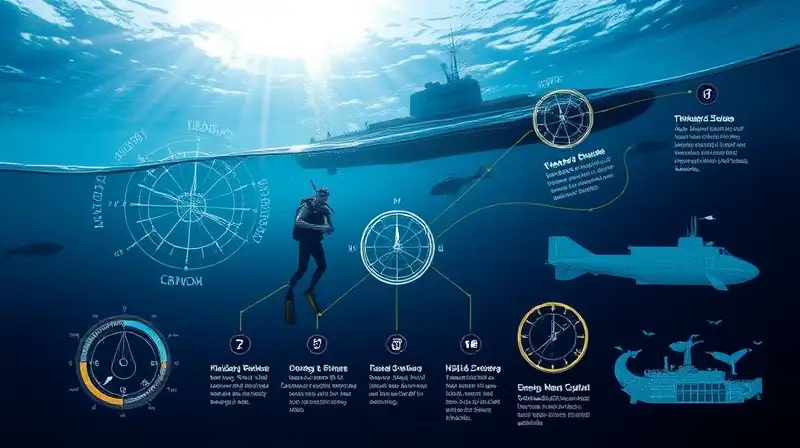 Herramientas de navegación submarina con vida marina