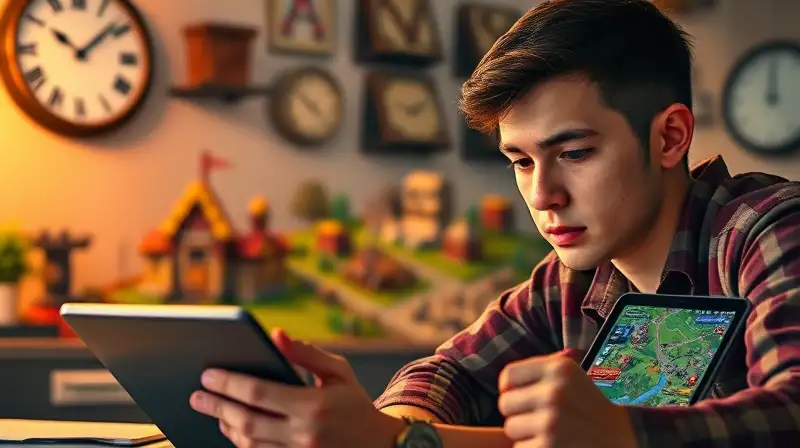 Gamer concentrado planea estrategia en calma
