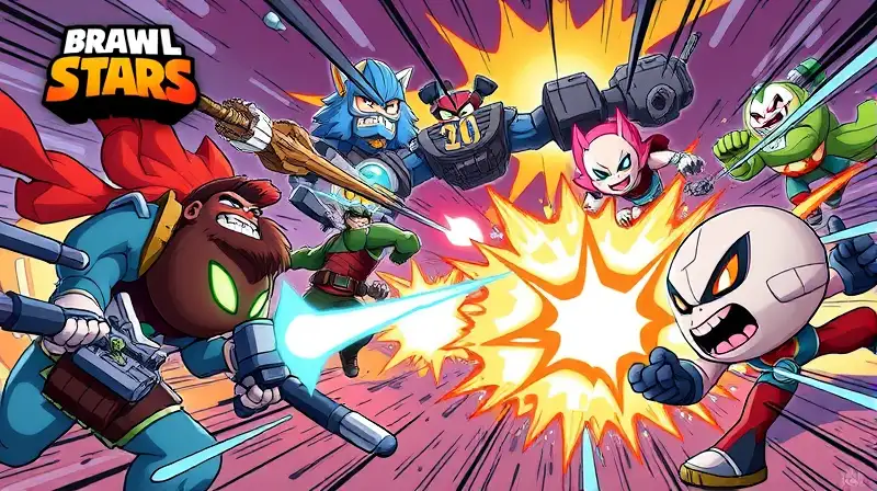 Escena dinámica de lucha épica colorida