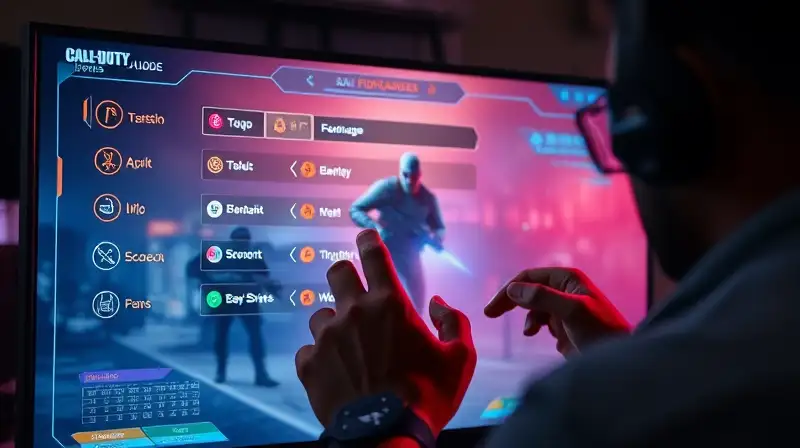 Jugador ajusta HUD futurista en combate