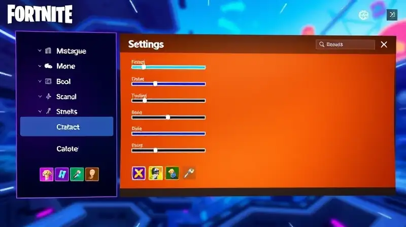 Interfaz vibrante de Fortnite con ajustes gráficos
