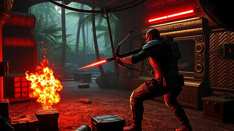 Base futurista con trampas explosivas tensionantes