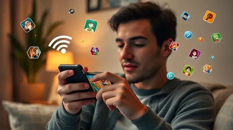 Persona relajada juega juegos casuales sin internet