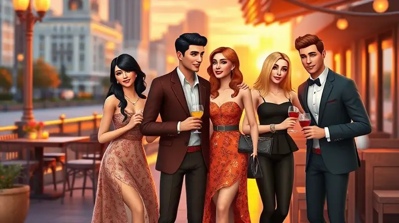 Sims elegantes en cita romántica otoñal