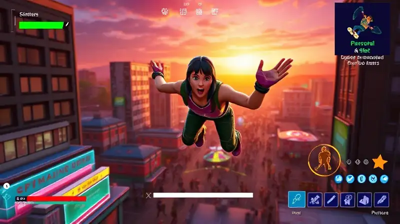 Personaje de Fortnite aterriza en ciudad caótica