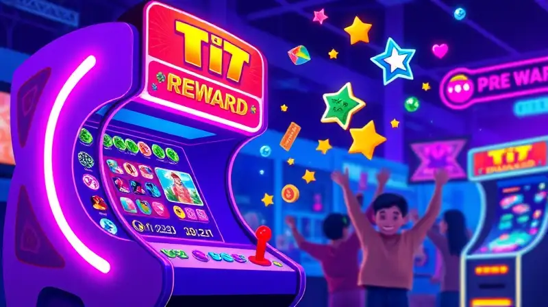 Máquina arcade vibrante con logros digitales