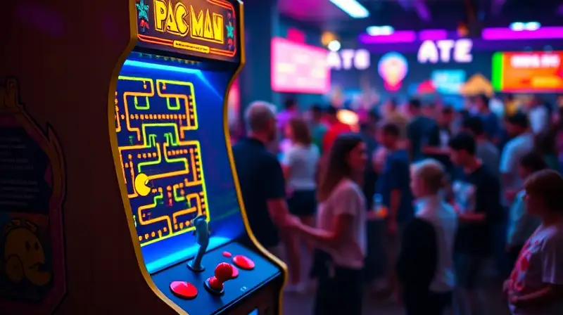 Pac-Man clásico en neón retro vibrante