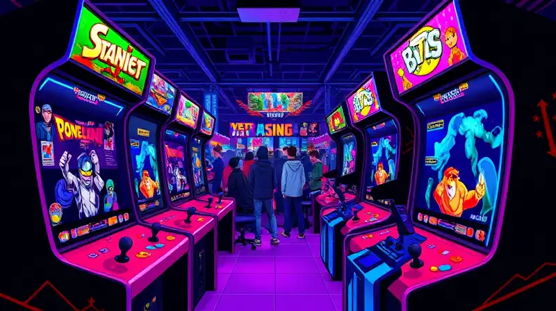 Salón arcade vibrante con juegos retro