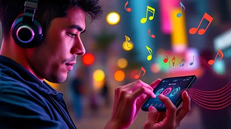 Persona juega ritmo en móvil vibrante