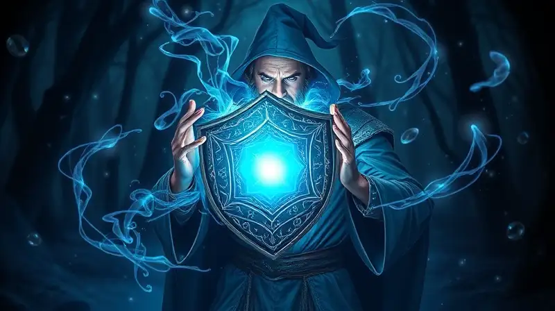 Mago conjura energía en bosque encantado