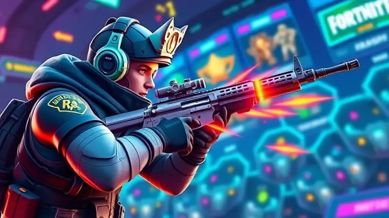 Jugador competitivo de Fortnite con intensa acción