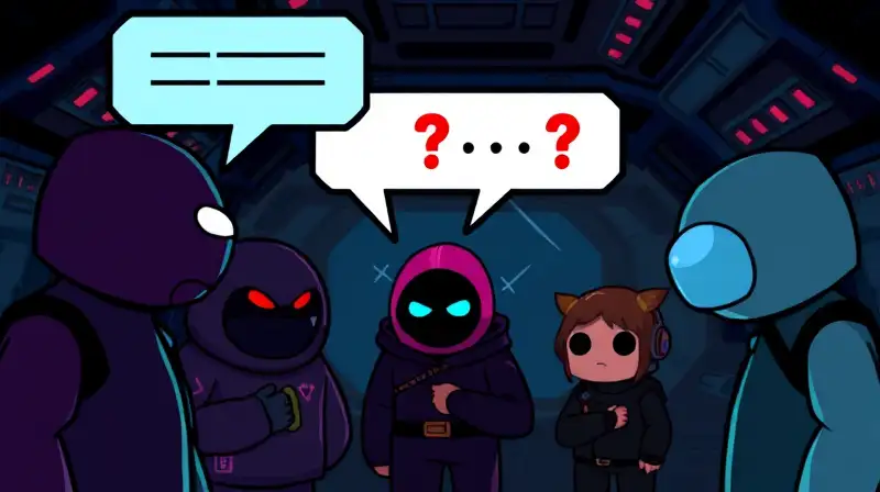 Personajes de Among Us con expresión sospechosa