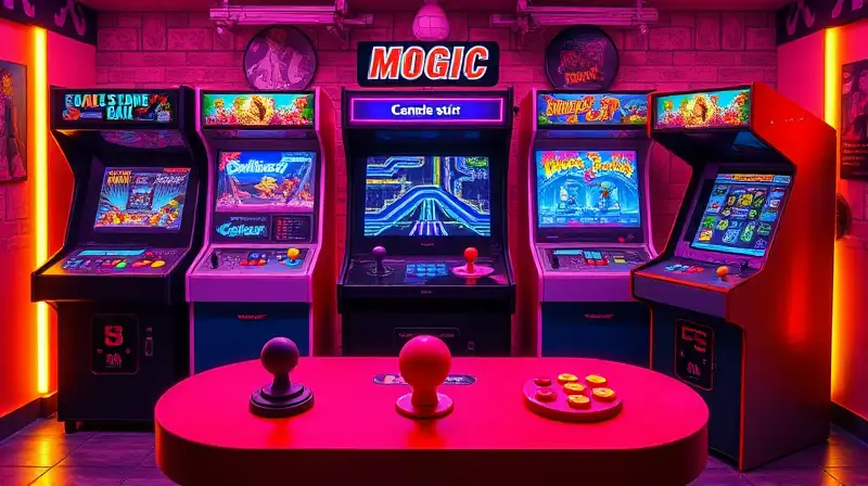 Ambiente retro de videojuegos con colores vibrantes