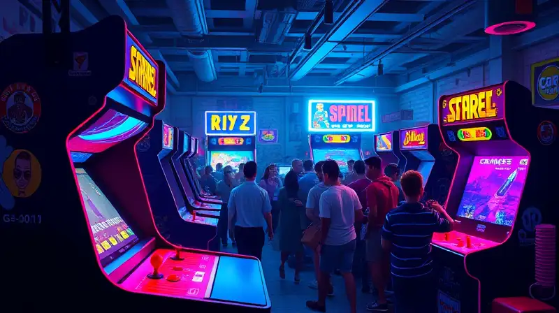 Máquina arcade retro con iluminación neón