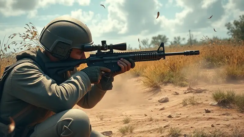 Soldado en PUBG dispara con viento y polvo