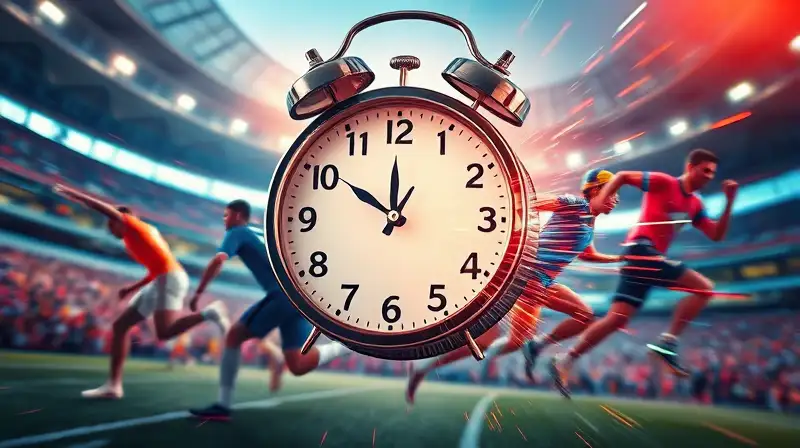 Reloj derretido sobre atleta en movimiento