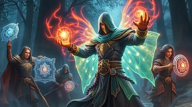 Sanador mágico protege en batalla fantástica