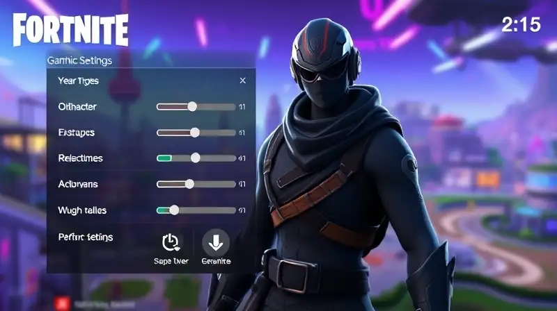 Personaje de Fortnite ajusta configuración gráfica