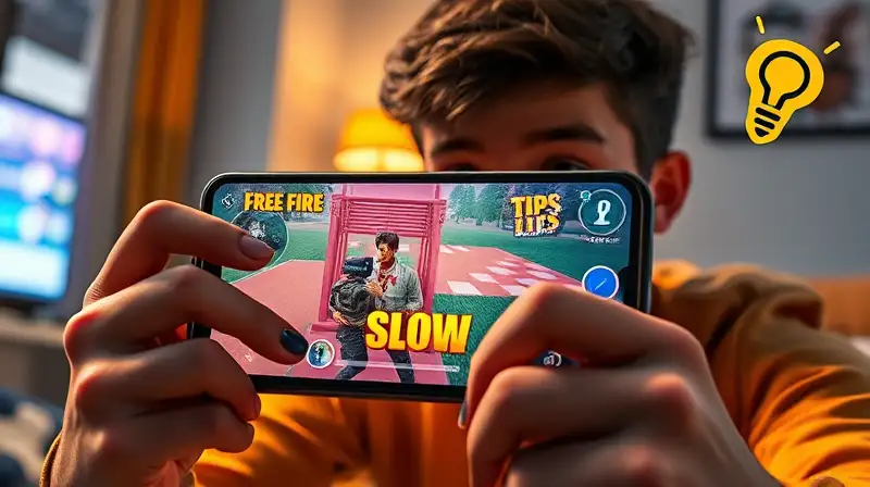 Joven juega Free Fire con internet lento
