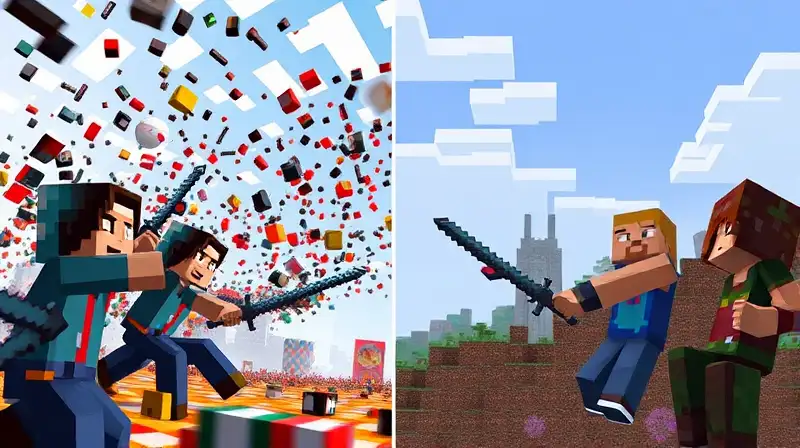 Minecraft PvP pantalla partida: caos y calma