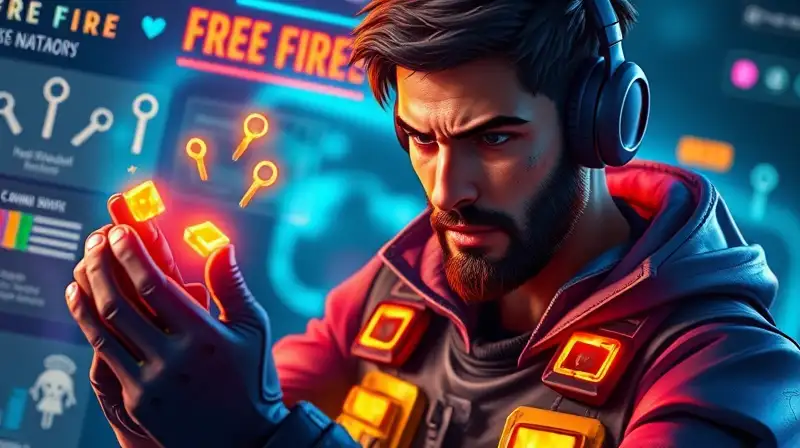Jugador en Free Fire con interfaz futurista