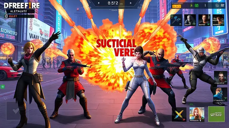 Personajes de Free Fire en evento futurista