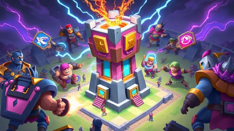 Batalla Clash Royale con Tesla y guerreros
