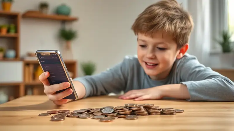 Joven usa app digital para gestionar monedas