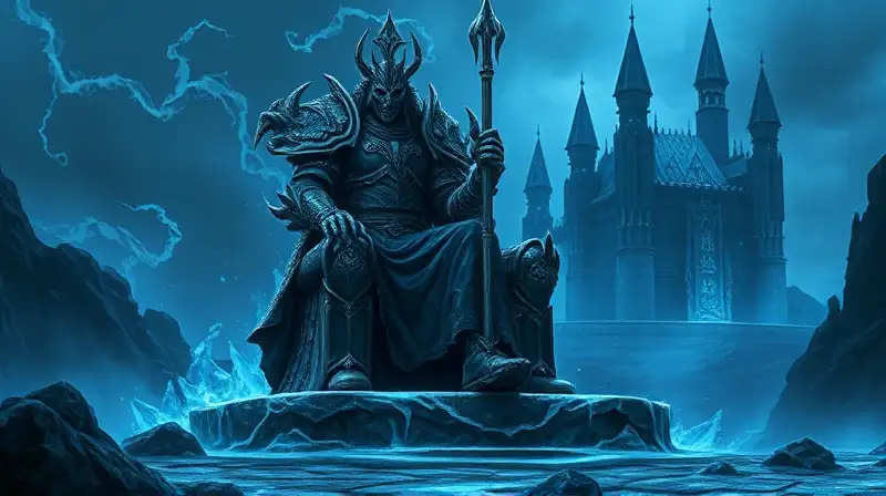 Rey lich oscuro en trono helado