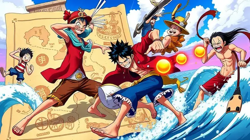 Personajes de One Piece en combate dinámico