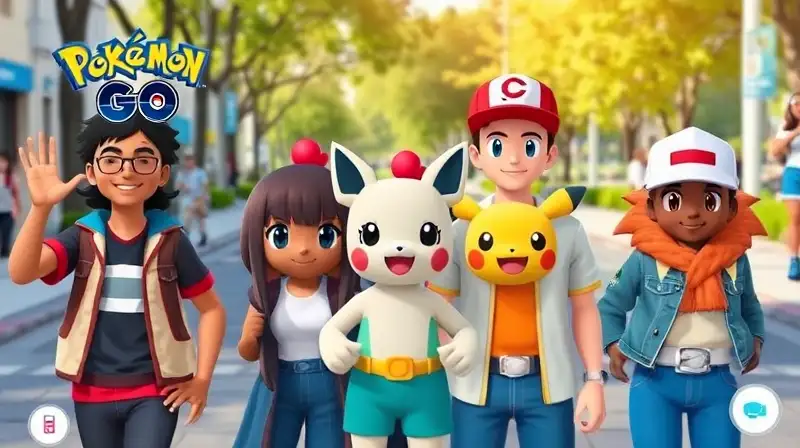 Avatares Pokémon GO coloridos en parque virtual